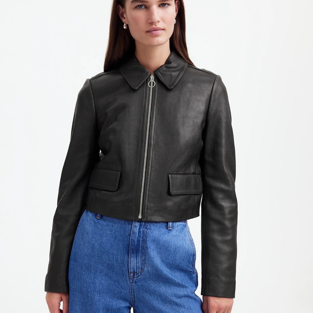 Madewell Shrunken Zip-Front Jacket in Leather